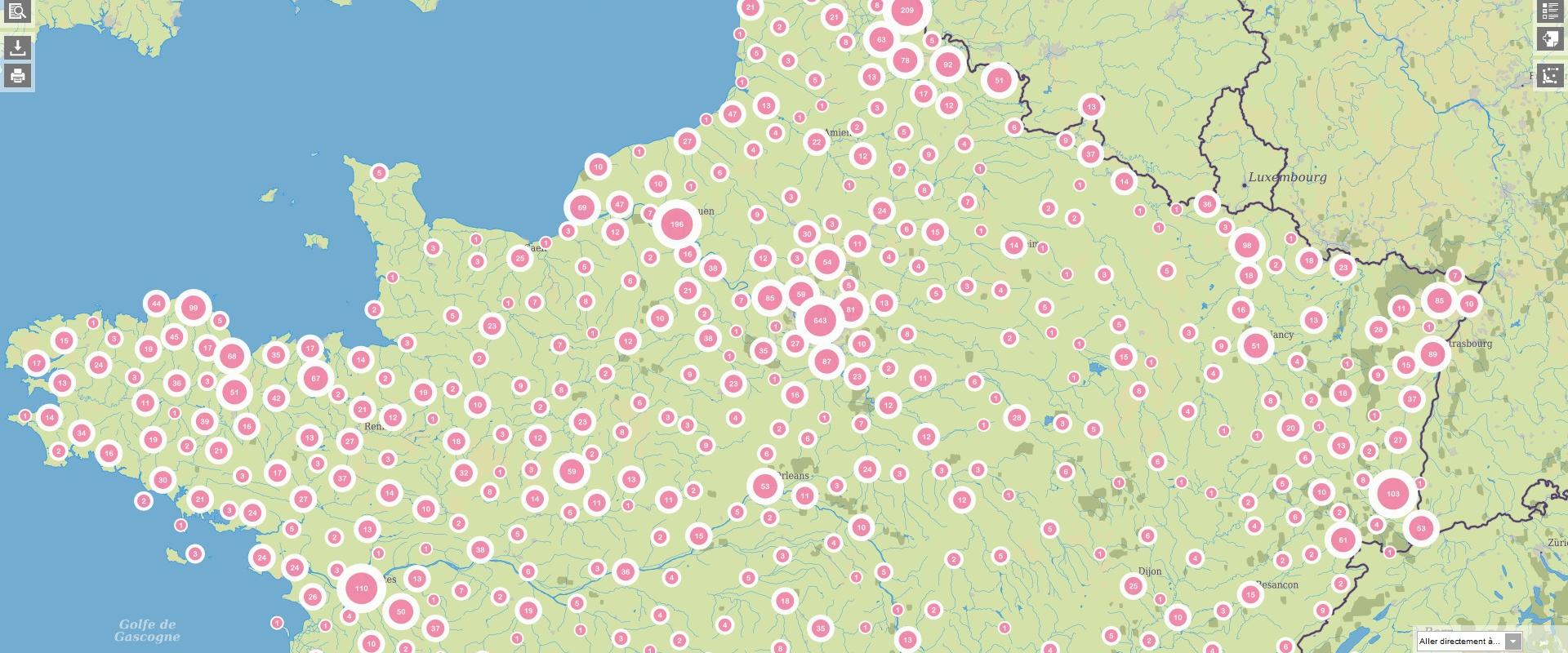 Carte des sites présentant une pollution potentielle