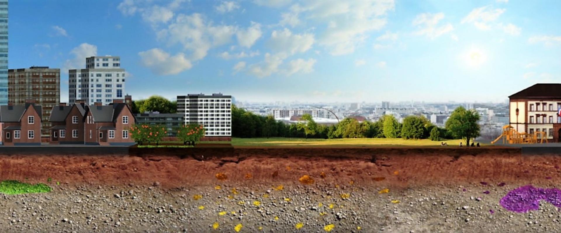 Vue d'artiste d'un profil de sol urbain