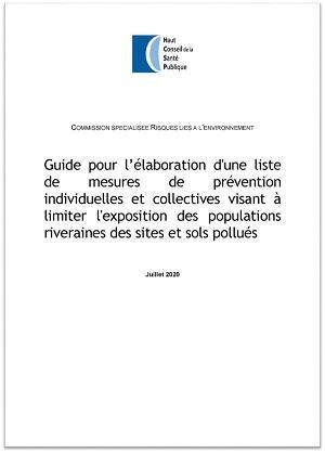 Couverture du Guide pour l’élaboration d'une liste de mesures de prévention individuelles et collectives visant à limiter l'exposition des populations riveraines des sites et sols pollués