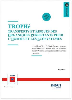 Page de couverture du rapport TROPHE - Transferts et Risques des Organiques Persistants pour l’Homme et les écosystèmes. Livrables n°1 et 2 : Synthèse des travaux expérimentaux menés sur le transfert des POPs dans les végétaux et les vers de compost