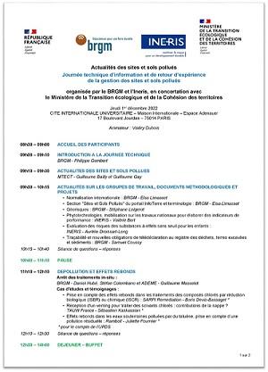 Image de la première page du programme de la journée technique du 01 décembre 2022