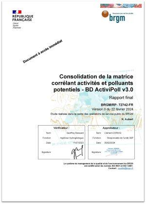 Image de la couverture du rapport BRGM RP-72472-FR