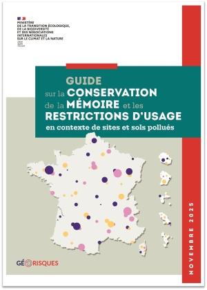 Image de la couverture du guide sur la conservation de la mémoire et les restrictions d'usage en contexte de sites et sols pollués